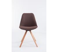 Silla para visitantes CLP, modelo Toulouse, tapizada en tela, con asiento acolchado y patas de madera redondas, color marrón. Estructura en color natural