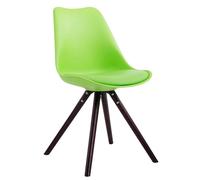 Silla para visitantes CLP, tapizada en cuero sintético, modelo Toulouse, con base redonda de madera. Color: verde. Estructura: color cappuccino