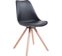 Silla para visitantes CLP, tapizada en cuero sintético, modelo Toulouse, con base redonda de madera. Color: gris. Estructura: color natural