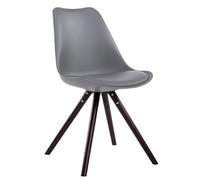 Silla para visitantes CLP, tapizada en cuero sintético, modelo Toulouse, con base redonda de madera. Color: gris. Estructura: color cappuccino