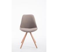 Silla para visitantes CLP Toulouse, tapizada en tela, con asiento acolchado y patas de madera redondas, estructura en color taupe y detalles en color natural