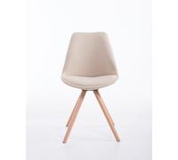 Silla para visitantes CLP Toulouse, tapizada en tela, con asiento acolchado y patas de madera redondas, estructura color crema y acabado en color natural