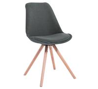 Silla para visitantes CLP Toulouse, tapizada en tela, con asiento acolchado y patas de madera redondas, color gris oscuro. Estructura en color natural
