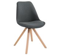 Silla para visitantes CLP Toulouse, tapizada en tela, diseño cuadrado, con acolchado en el asiento y patas de madera rectangular en color gris oscuro. Estructura en color natural