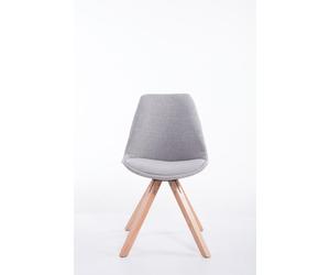 Silla para visitantes CLP Toulouse, tapizada en tela, diseño cuadrado, con acolchado en el asiento y patas de madera rectangular, estructura gris y color natural