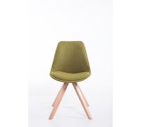 Silla para visitantes CLP Toulouse, tapizada en tela, diseño cuadrado, con cojín en el asiento y patas de madera rectangular, estructura verde, color natural
