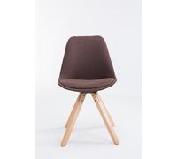 Silla para visitantes CLP Toulouse, tapizada en tela, diseño cuadrado, con cojín en el asiento y patas de madera rectangular, color marrón. Estructura en color natural