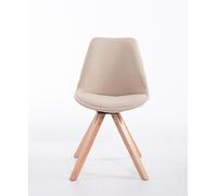 Silla para visitantes CLP Toulouse, tapizada en tela, diseño cuadrado, con cojín en el asiento y patas de madera rectangular, estructura color crema y acabado en color natural