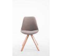 Silla para visitantes CLP Toulouse, tapizada en tela, diseño cuadrado, con cojín en el asiento y patas de madera rectangular, estructura en color taupe y detalles en color natural