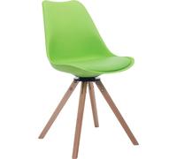 Silla para visitantes CLP Troyes, tapizada en cuero sintético, diseño redondo, giratoria y con patas de madera redondas. Color: . Estructura: color natural