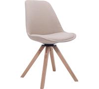 Silla para visitantes CLP Troyes, tapizada en tela con estampado cuadrado, giratoria y con patas de madera rectangular en color gris oscuro. Estructura en color natural