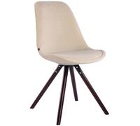 Silla para visitas CLP Toulouse, tapizada en terciopelo, de forma redonda, con cojín en el asiento y patas de madera redondas, estructura color crema y color cappuccino