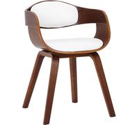 Silla para visitas - Sillón cómodo - Cuero sintético fácil de limpiar, con protección para el suelo | Color: Nuez/Blanco