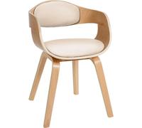Silla para visitas - Sillón cómodo - Cuero sintético fácil de limpiar, con protección para el suelo | Color: Natural/Crema