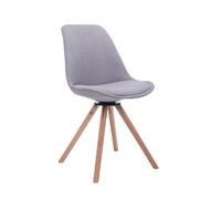 CLP Silla de visita Troyes Rund – Tapizada en tela, giratoria con base madera – Gris