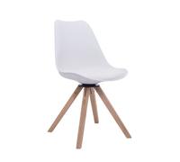 CLP Silla De Visita Troyes Square Tapizada En Cuero PU I Silla De Comedor Giratoria & con Base De Madera I Butaca De Salón Nórdica I Color:, Color:Blanco, Color del Marco:Natura