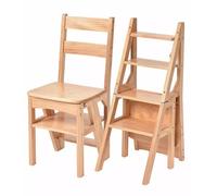 Silla plegable de 4 niveles, taburete portátil con estante, escalera de madera para el hogar, oficina, cocina, biblioteca