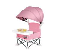 Silla plegable de alimentación para bebés, asiento al aire libre con bandeja extraíble, asiento plegable para bebé con toldo para el hogar, picnic al aire libre, viajes, césped, camping, playa