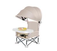 Silla plegable de alimentación para bebés, asiento de viaje portátil para niños pequeños con bandeja para comer, silla plegable de alimentación para bebés con toldo para césped, playa, camping, hogar