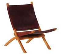 Silla plegable de cuero genuino marrón oscuro (marca vidaXL)