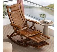 Silla Plegable de Estilo Medieval, Mecedora de Bambú, Respaldo Ajustable | Mecedora for Exteriores, Silla Plegable de Ocio, Reclinable con ReposapiéS, for Patio, Sala de Estar(Brown,Style C)