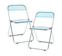 Silla plegable pornainen transparente acero cromado 74x46x47 cm azul claro - [en.casa]