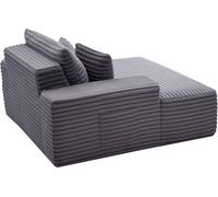 Silla reclinable, 1380 mm. Silla reclinable sin respaldo, para interiores, moderna, tapizada, de gran tamaño, ideal para leer, con cojines decorativos y reposabrazos. Sofá-cama con asiento profundo pa