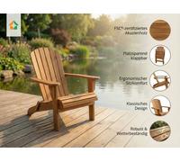 Silla reclinable Adirondack plegable de madera de acacia, marca Prestige Home, de aproximadamente 84 x 69 x 93 cm, color marrón