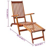 Silla reclinable con reposapiés y cojín, de madera de acacia maciza, marca vidaXL