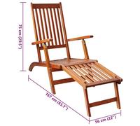 Silla reclinable con reposapiés y cojín, de madera de acacia maciza, marca vidaXL