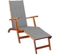 Silla reclinable con reposapiés y cojín, de madera de acacia maciza, marca vidaXL