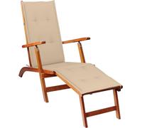 Silla reclinable con reposapiés y cojín, de madera de acacia maciza, marca vidaXL
