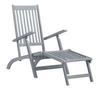Silla reclinable con reposapiés y cojín, fabricada en madera maciza de acacia (vidaXL)
