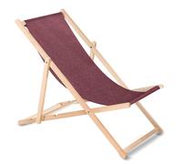 Silla reclinable de madera contrachapada sin reposabrazos. Tumbona para jardín, capacidad de 110 kg, color burdeos melange