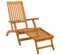 Silla reclinable de madera maciza de acacia, ajustable y plegable, de vidaXL