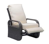 Silla reclinable de Mimbre de Resina para Exteriores con Cojines, Muebles de Patio, sofá de ratán Ajustable automático, Resistente a los Rayos UV, a la decoloración, al Agua