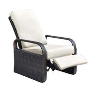 Silla reclinable de Mimbre de Resina para Exteriores con Cojines, Muebles de Patio, sofá de ratán Ajustable automático, Resistente a los Rayos UV, a la decoloración, al Agua