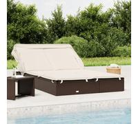 Silla reclinable doble - Sillón de exterior para dos personas - Camastro de jardín - Silla reclinable plegable - Silla de jardín de polirrotán