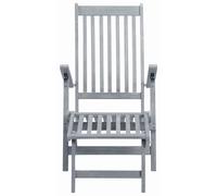 Silla reclinable gris con reposapiés, fabricada en madera de acacia maciza, marca vidaXL