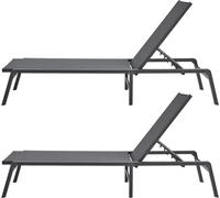 Silla reclinable para exteriores, ideal para patios, con 5 posiciones ajustables, lote de 2 unidades