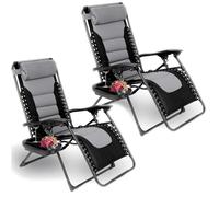 Silla reclinable para tomar el sol - Silla de jardín - Sillón de relax - 160 kg de capacidad de carga - Plegable - Juego de 2