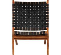 Silla reclinable plegable, diseño de tiras cruzadas, color , cuero genuino (vidaXL)