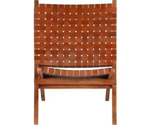 Silla reclinable plegable, diseño de tiras cruzadas, color marrón, cuero genuino (vidaXL)