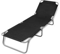 Silla reclinable plegable para jardín, terraza, playa o balcón. Silla de relax con respaldo ajustable, color negro