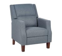 Silla Reclinable Tapizada En Tela Azul Respaldo Y Reposapiés Ajustables Manualmente Sillón De Diseño Retro Egersund