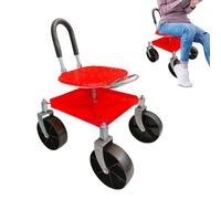 Silla Scooter de Jardín - Taburete con Ruedas de 150 Kg, Asiento de PP de Altura Ajustable con Estructura de Acero Galvanizado, Asa de Dirección y Bandeja para Herramientas | Patio de césped multiusos