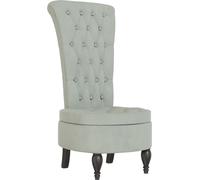 Silla tapizada con respaldo alto, color gris claro, con detalles de botones, marca vidaXL