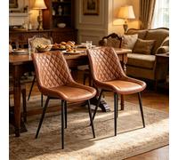 Silla tapizada con respaldo curvo, silla de acento, silla de comedor única, silla para sala de estar, silla de oficina (solo 2 unidades). Color: marrón claro