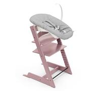 Silla Tripp Trapp de Stokke (Heather Mauve) con Newborn Set (Grey) - Para recién nacidos hasta 9 kilos - Acogedor, seguro y fácil de usar