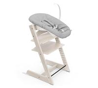 Silla Tripp Trapp Stokke (blanco) con Newborn Set (Gris) - Utilizar desde el nacimiento y hasta 9 kg - Cómodo, seguro y fácil de usar
